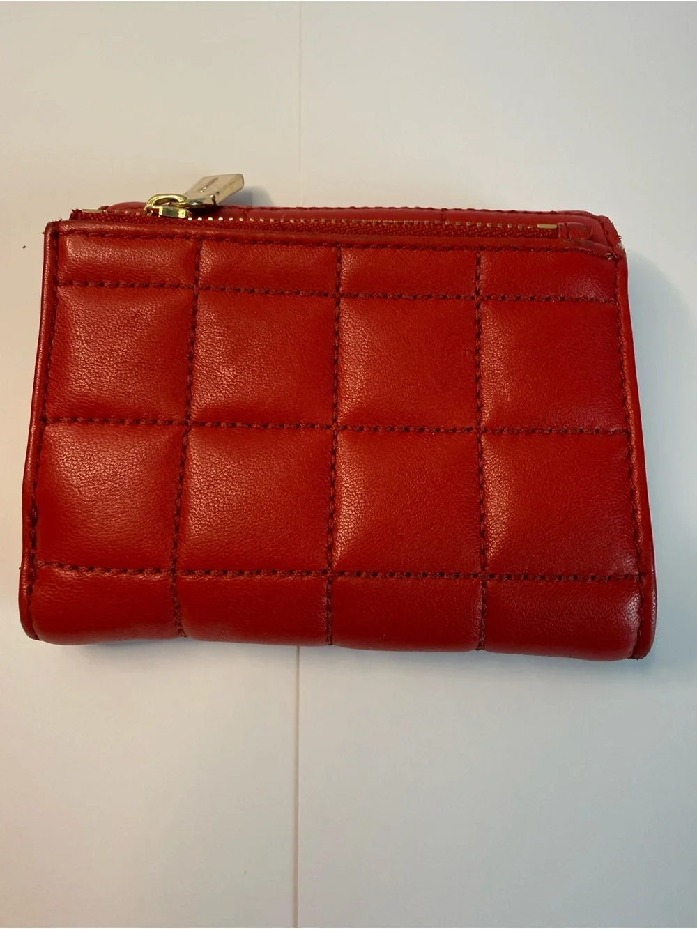 Michael Kors Red Quilted Leather Trifold Wallet Gold Hardware